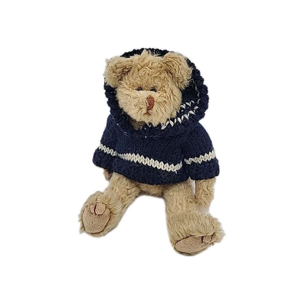 TY Fraser Attic Treasures Teddy Bear Navy Knit Sweater 1993 Jointed 9" Plush